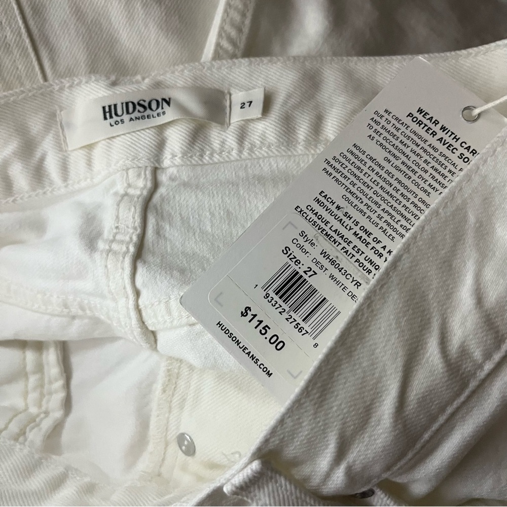 NWT Hudson Lori High Rise White Denim Shorts Button Fly - Picture 11 of 14